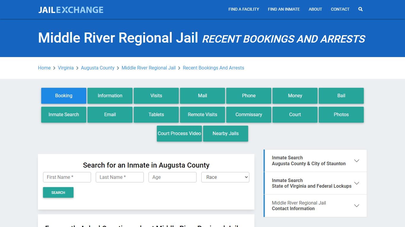 Middle River Regional Jail Recent Bookings And Arrests